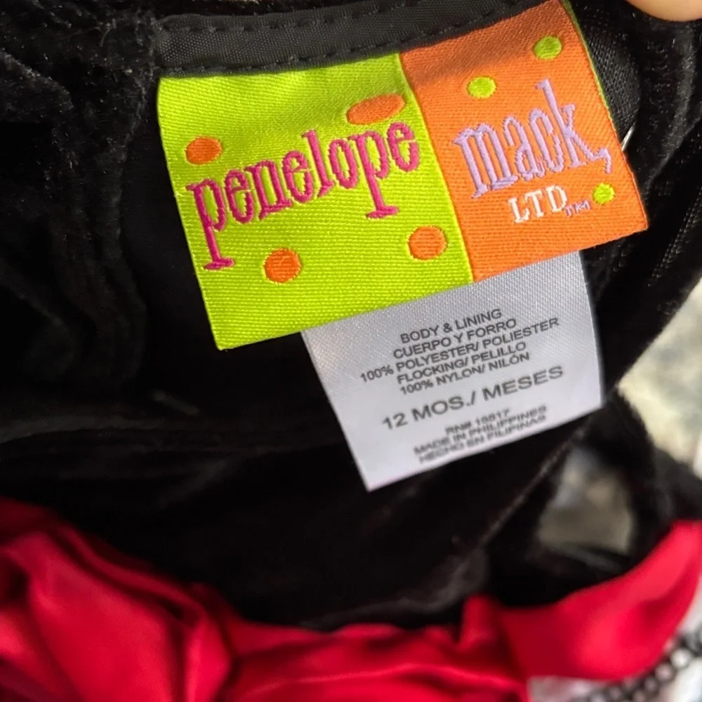Penelope Mack Velvet Holiday Black and Red Lace Trim Kids Girls Dress sz 12